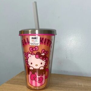 ZAK! Valentines Hello Kitty Double Wall Tumbler w/ Straw 17 oz NWT